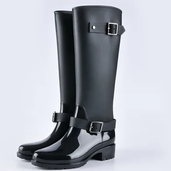 Дамски непромокаеми непромокаеми обувки, модни нескользящие непромокаеми обувки с дълги тръби, корейската версия, водоустойчиви дамски обувки за възрастни със средни тръби