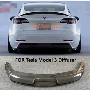 За Tesla, Модел 3 Истински Въглеродни Влакна Дифузьор За Задната Част На Устните, Спойлер, Авточасти 2017-2022, Бодикит, Дифузер