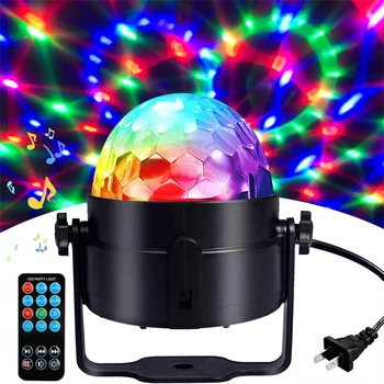 Светлина диско-топка, украса за парти в чест на Хелоуин, USB LED, мини-звук, активируемый DJ, танцова сцена, цветни RGB стробоскопическая лампа