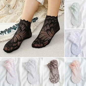 Чорапи Невероятни Летни Тънки Прозрачни Кристални Копринени Ластични Дантелени Къси Момиче Сокс Дамски Окото