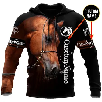 Персонални името на Arabian Horse Мъжки блузи с 3D принтом и hoody Есенна мъжки hoody с цип, с качулка Ежедневни спортни дрехи DW883