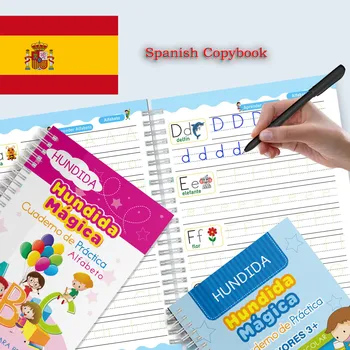 Испански магически книги Монтесори, обучение надписи в работни тетрадки за деца, за многократна употреба тетрадки за деца, испански писмо