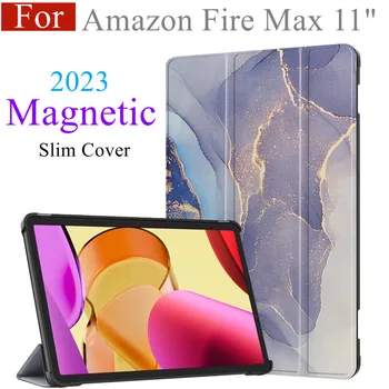 Магнитен калъф HUWEI За таблета на Amazon Fire Max 11 инча 2023 Fire Max 11 Max11 Firemax С Кожена Поставка smart Cover За Пожар Max 11