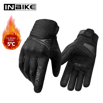 Зимни велосипедни ръкавици INBIKE, мъжки вело ръкавици МТБ, мотоциклетни ръкавици, мъжки противоударные ръкавици за сензорен екран за управление на автомобил