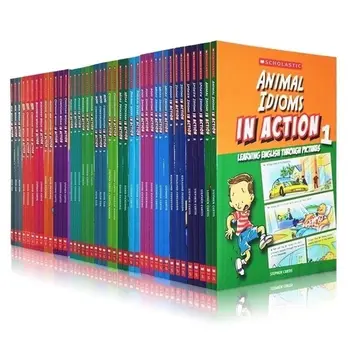 45 книги, Учебни In Action Думи /енергетика Книги за деца Английска детска книга Подарък кутия Карикатура История със снимки Livre Libro