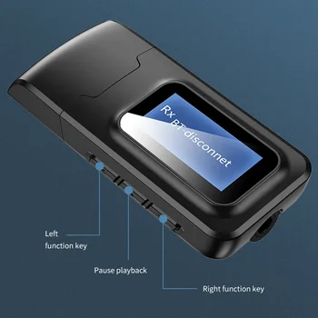 Bluetooth приемник и предавател на аудио Bluetooth 5,0 Адаптер за автомобил PC TV HD HiFi рецептор Безжичен адаптер LCD 3.5 мм AUX