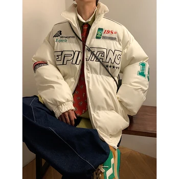 Байкерская яке от изкуствена кожа, мъжки зимен костюм за американските състезания, памучен куртка, яке планктонного пилот, памучен яке