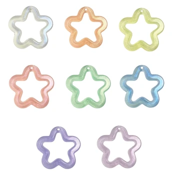 Топчета във формата на куха звезди 4XBF, светещи висулки във формата на пентаграма, акрилна висулка във формата на звезда, свободна топчета