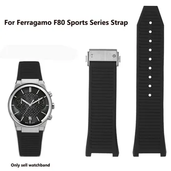За Ferragamo F80 Sports Series каишка за часовник с водоустойчива bossed, висококачествен силикон черен каишка за часовник, мъжки 26 мм