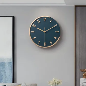 Стилен стенен часовник за спални Модерен дизайн, Луксозни малки стъклени стенни часовници, метални офис класически Horloge Murale Home Decor WSW35XP
