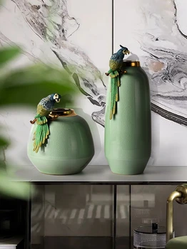 Лесен китайски стил, луксозен цвят на емайла, керамични вази, лесно луксозно творческа украса на входната врата за всекидневна