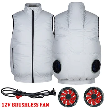 Мъжки летни дрехи за кондициониране на въздуха, охлаждащ жилетка за вентилатора, охлаждащ спортен мъжки жилетка за охлаждане на открито, лятна жилетка за риболов