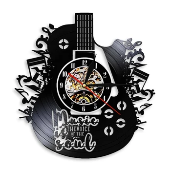 Музиката на душата Vinyl плоча Стенни часовници Соло изкуството на Декоративни часовници 3D стенни часовници Музикален инструмент Стенен декор за стаята