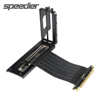 Евтини Нова Странично Black PCI-E x16 ATX PC видео карта Вертикална Стена на Притежателя на GPU + GEN3 PCIE 16X 3.0 Удължител Странично 10 ~ 60 cm