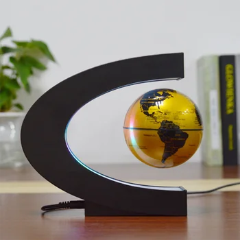 Творчески подарък декорация с географски глобус, 3-инчов С-образна технология на окачване на магнитното поле, бижута, магнитна левитация, 3D-печат