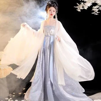 Ханьфу, традиционната рокля, дамски китайската бродерия, комплект Ханьфу, женски костюм фея за cosplay на Хелоуин, лятна рокля, Ханьфу голям размер
