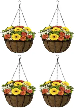 Комплект кошници за растенията sorbusplant, подвесная кошница за цветя и подложка за вътрешно/градински декор на открито, идеална за дом, градина, двор, тераса (4 бр.)