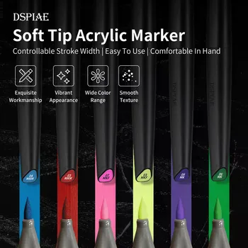 DSPIAE екологично чист маркер с мека глава на водна основа, преди основния цвят, метален цветен маркер