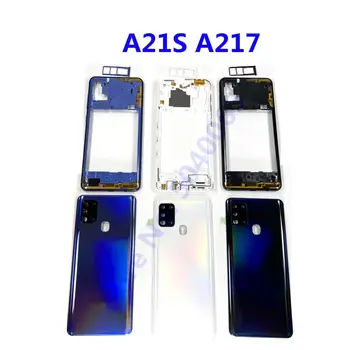 Оригинал за SAMSUNG Galaxy A21S A217 A217F изцяло пластмасов корпус делото Средната рамка с чекмедже за SIM-карти