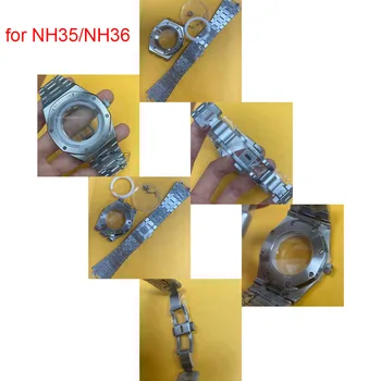 Аксесоари за часовници, корпус часа от неръждаема стомана 41 мм + каишка, подходящ за механизъм NH35A/NH36/4R36