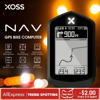 XOSS НАВИГАЦИОННА GPS Велосипеден Компютър, Безжичен Велосипеден Скоростомер Карта за Навигация Водоустойчив Bluetooth ANT + Честота на Въртене на Велосипеден Компютър