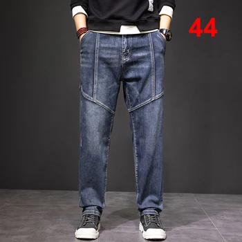 Дънки, размер 42 44 плюс, мъжки дънкови панталони, широки директни дънкови панталони, модерни ежедневни панталони, мъжки панталони, големи размери