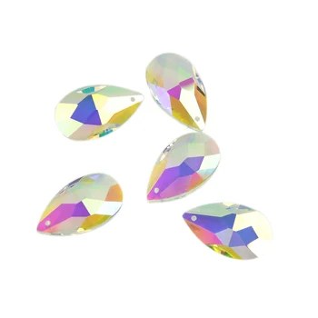 5 бр., цветно стъкло AB, 38 мм, една сълза форма кристални мъниста K9, полилей 
