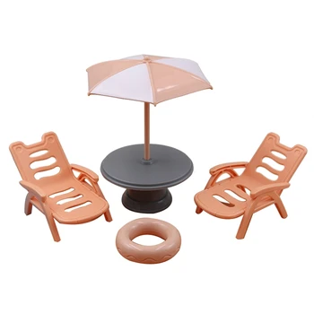 Моделиране плажен стол сладолед чадър от слънцето украса 1/18 куклена къща детски игри къща играчки