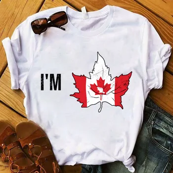 2022 Ден на Канада, Женска Тениска с Принтом Флаг на Кленов Лист, Къс Ръкав, О-образно Деколте, Свободна Женска Тениска, Дамска Тениска, Потник, Camisetas Mujer