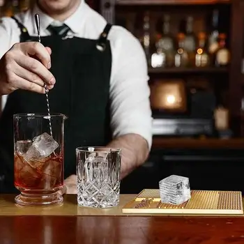 Месинг дизайнерски тава за лед, форми за лед за уиски, форма за лед, печат за кубчета лед, аксесоари за барман за коктейли с прозрачен лед